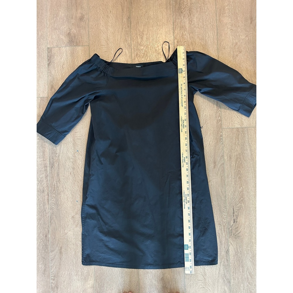Theory Dress Womens 8 Off-Shoulder Shift Belted Office Corporate Black - Picture 10 of 11